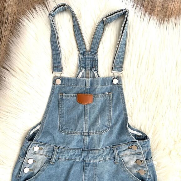 Jean Distressed Overalls - Picture 2 of 11